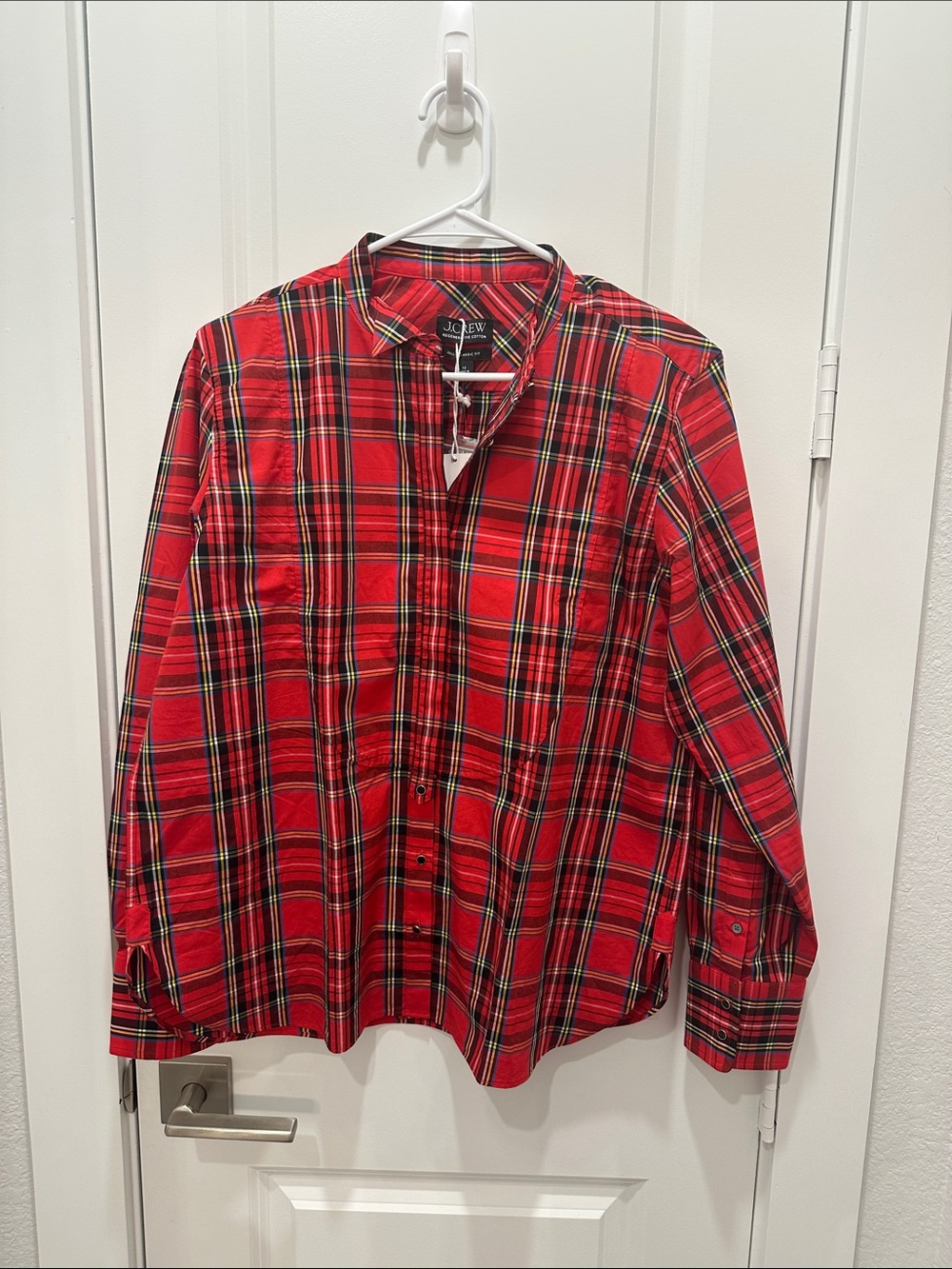 JCrew Red & Black Plaid Button-Down Shirt currently online clearance for $69.99